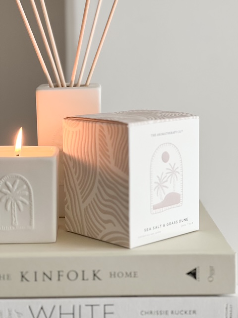 Boxed palm tree ceramic candle – Citrus & Musk