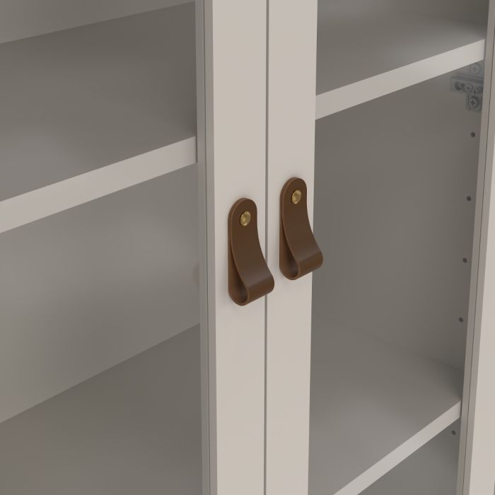 Loft display cabinet with two glass doors and three drawers -Cashmere
