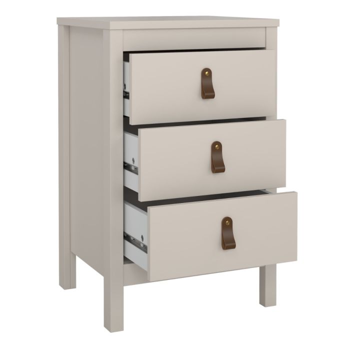 Loft three drawer bedside table in Cashmere