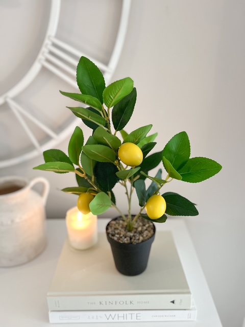 Faux potted lemon tree