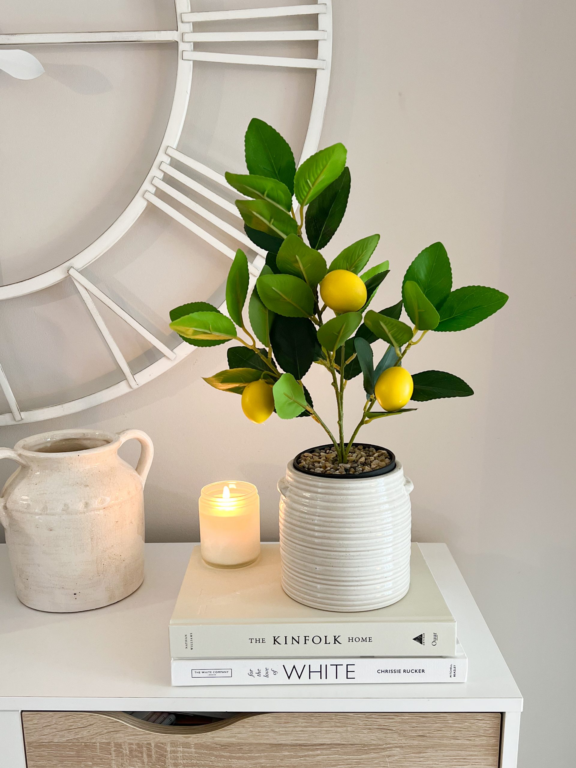 Faux potted lemon tree