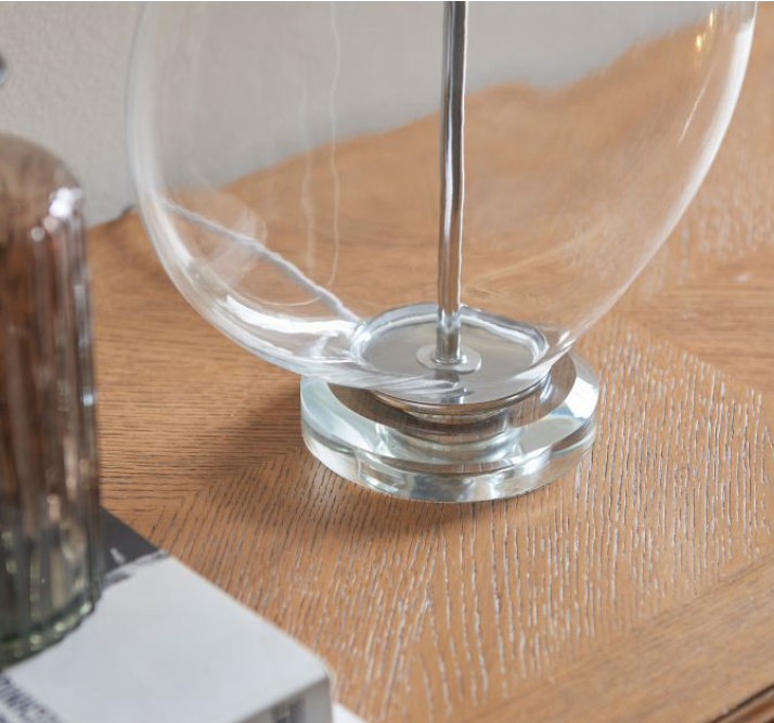 Clear glass statement lamp