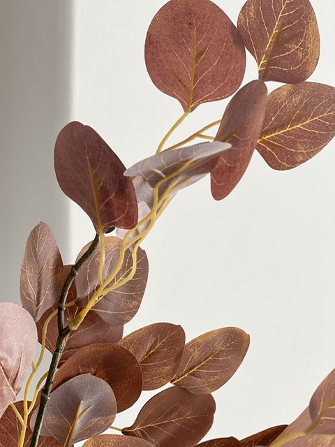 Brown rust faux eucalyptus spray stem