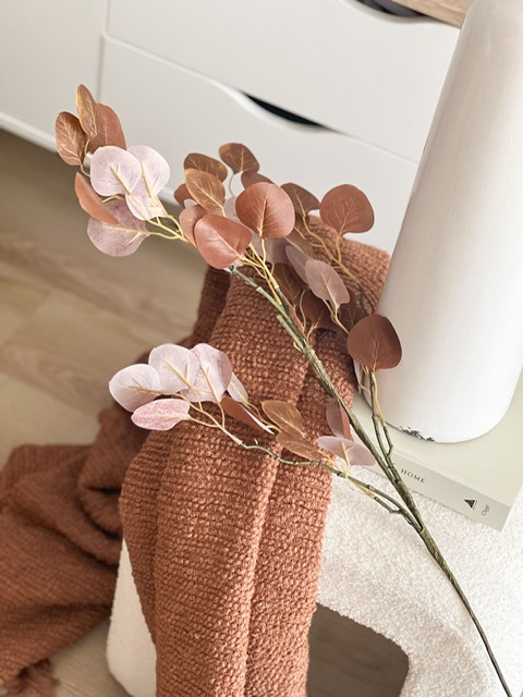 Brown rust faux eucalyptus spray stem