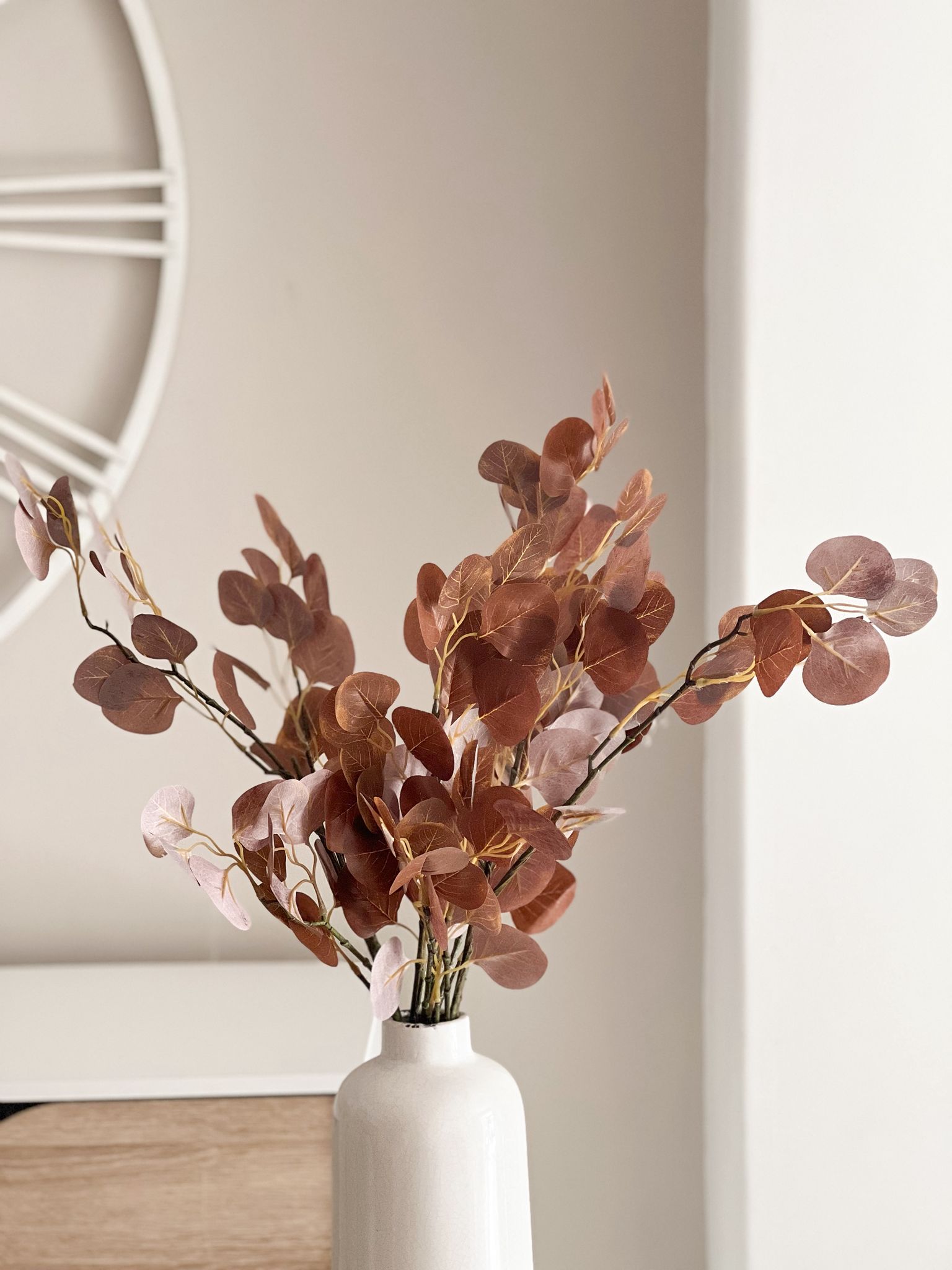 Brown rust faux eucalyptus spray stem