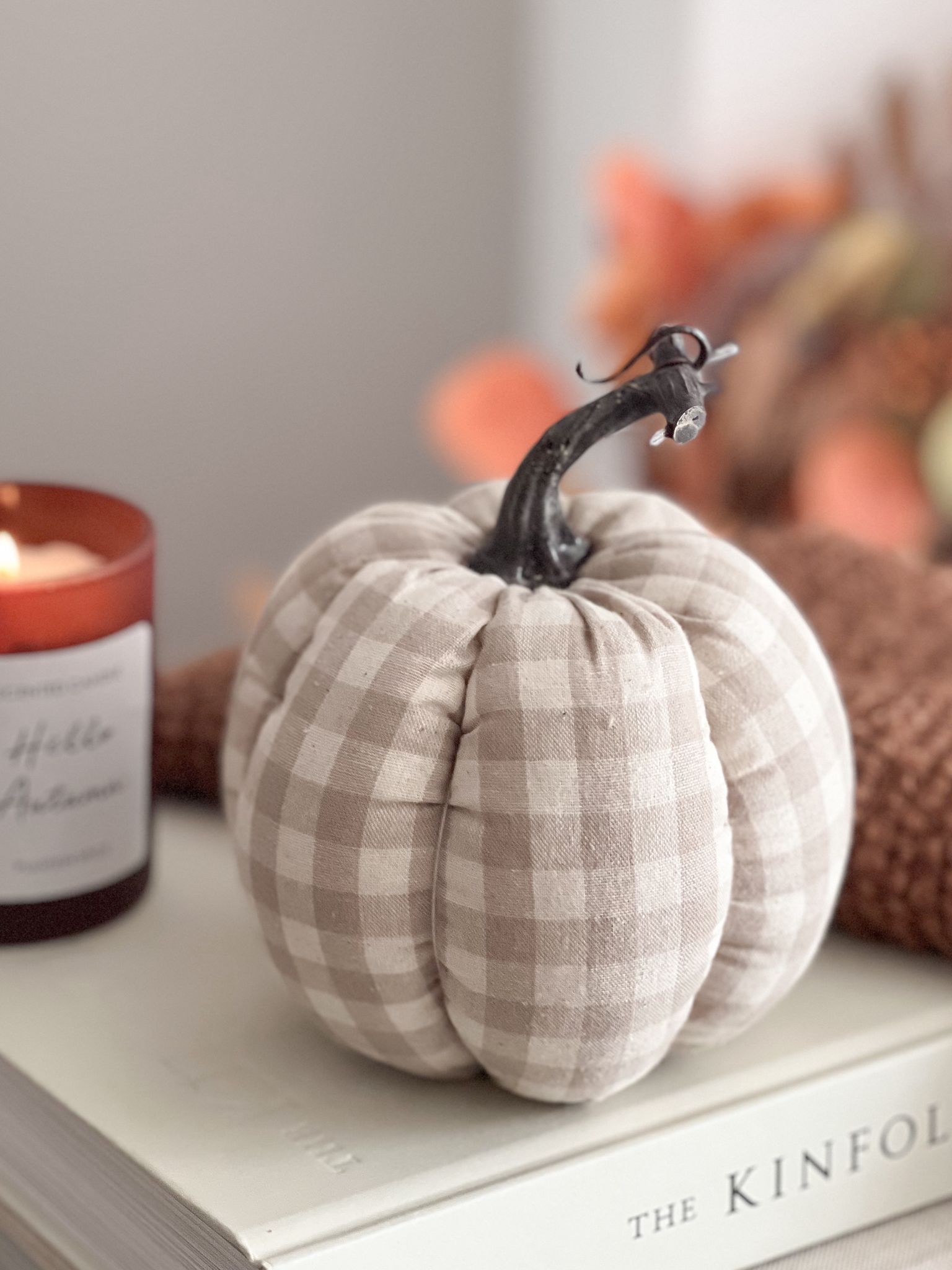 Gingham pumpkin in beige