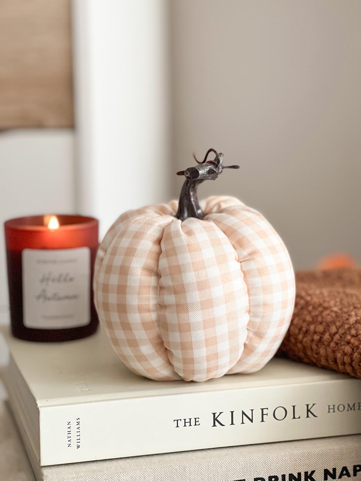 Gingham pumpkin in peach