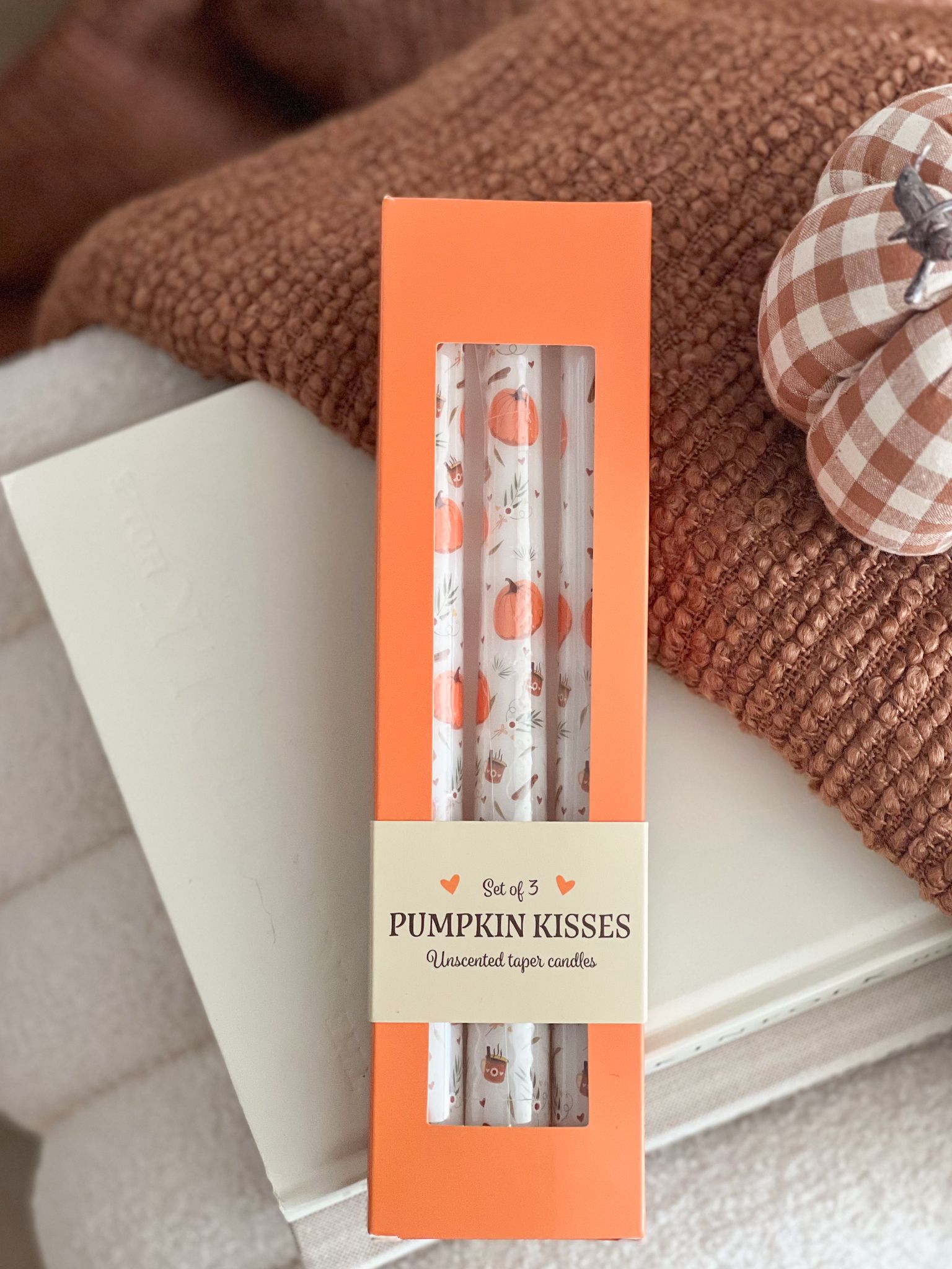 Set of 3 pumpkin/Autumn taper candles