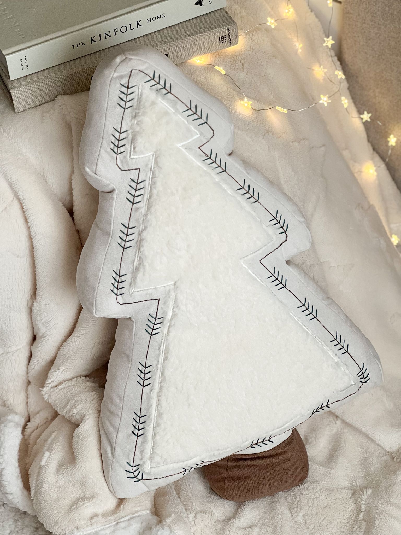 Large beautiful boucle Christmas tree cushion
