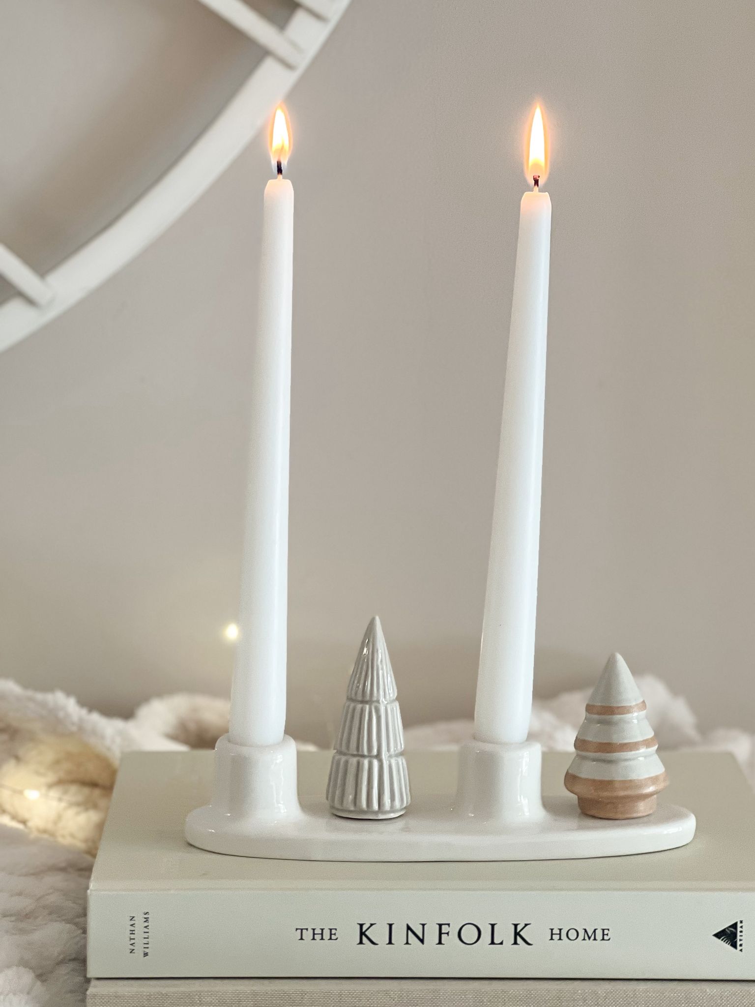 Ceramic Christmas tree tall candle display