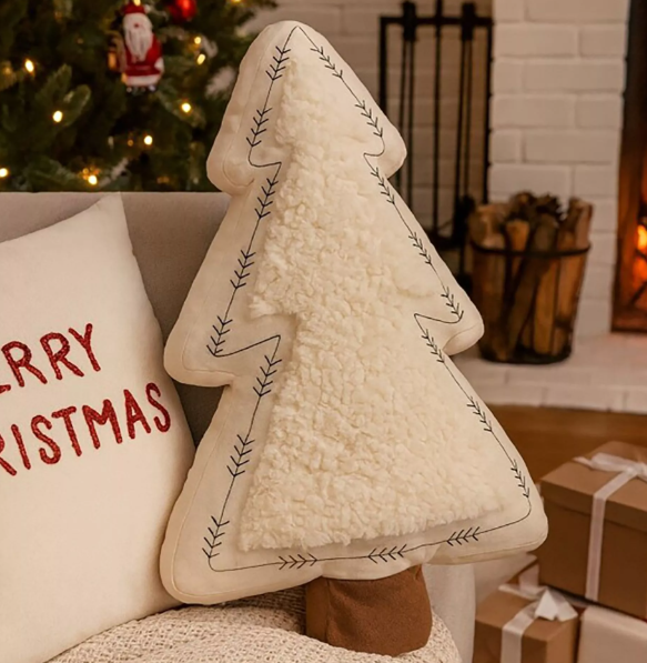Large beautiful boucle Christmas tree cushion