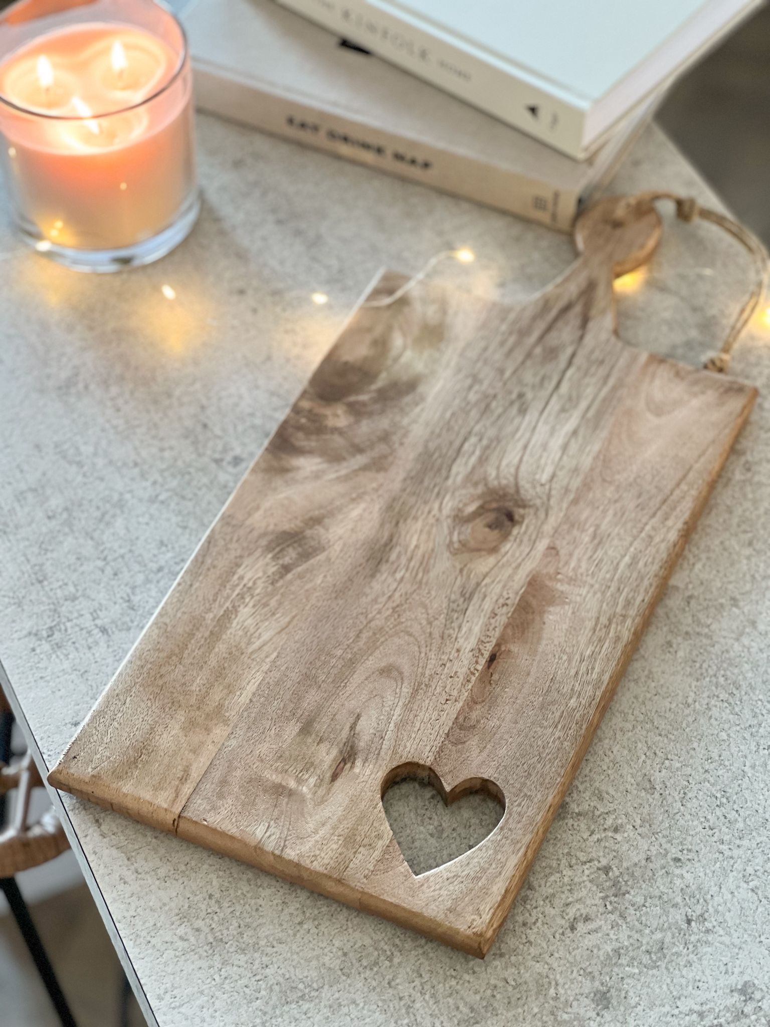 Large cut out heart board with handle
