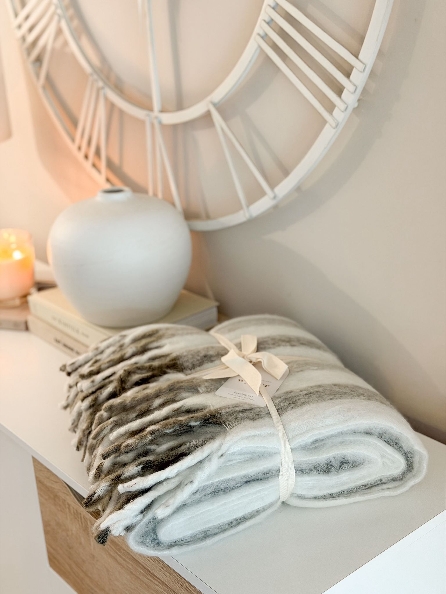 Super soft stripe tassel throw
