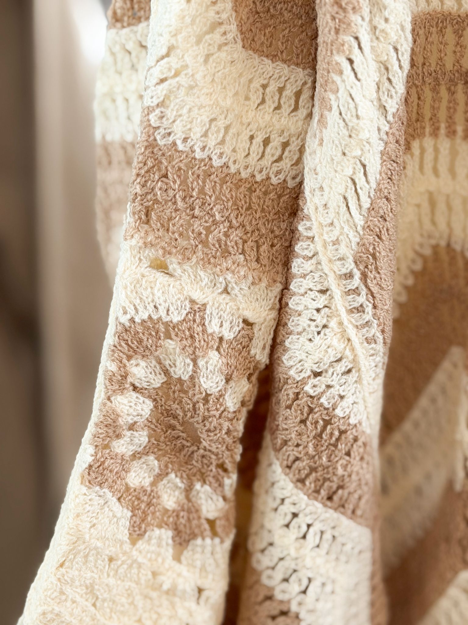 Balloon sleeve crochet knit cardigan