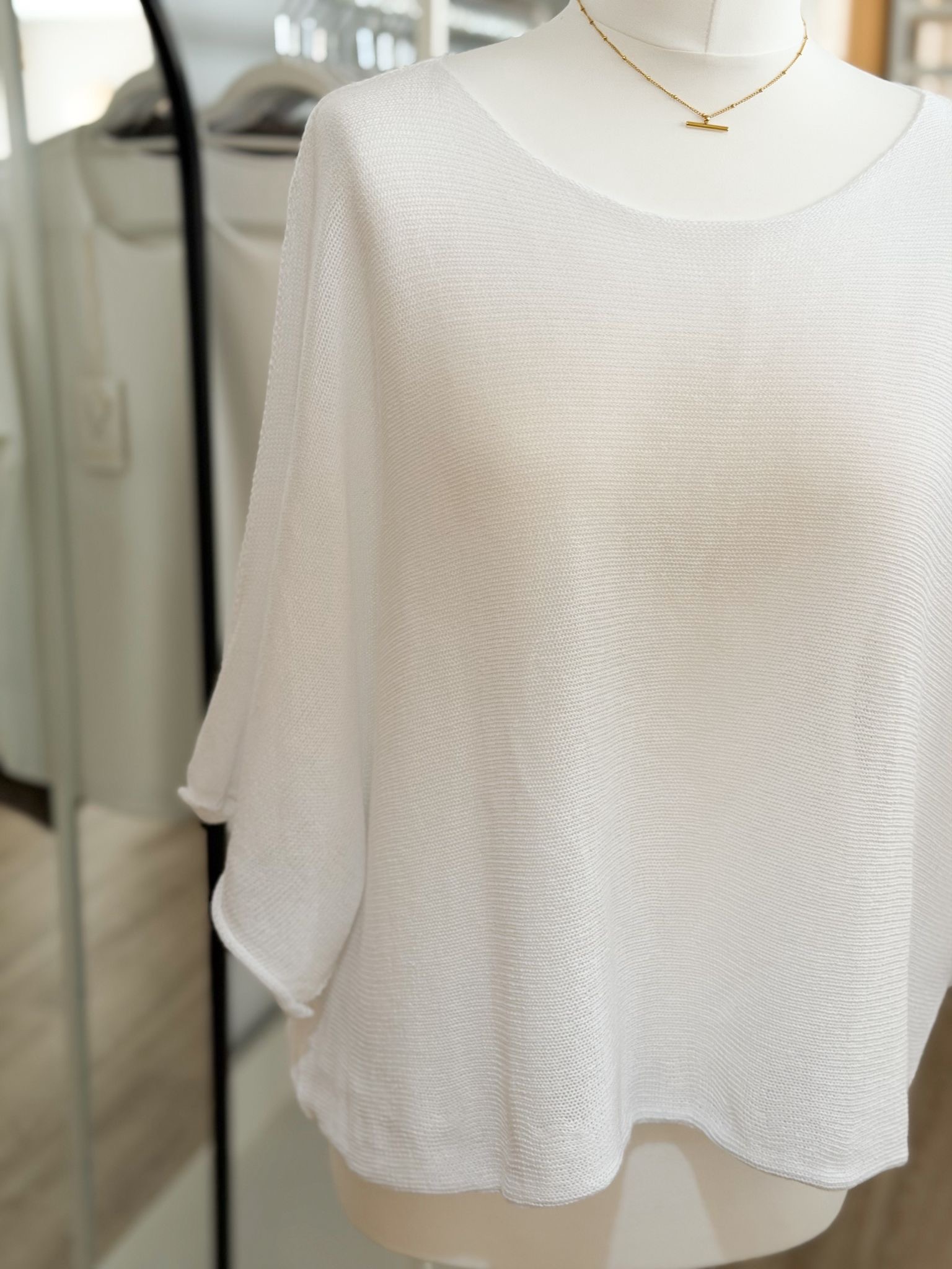 White lightweight loose fit knit top