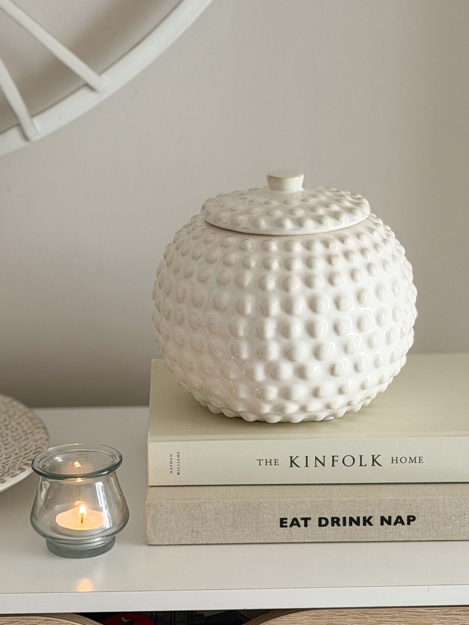 Quality beaded ceramic lidded jar – large