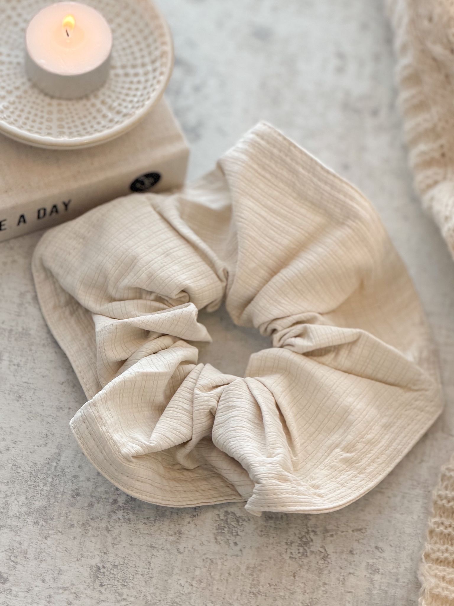 Oversized large scrunchie in cream