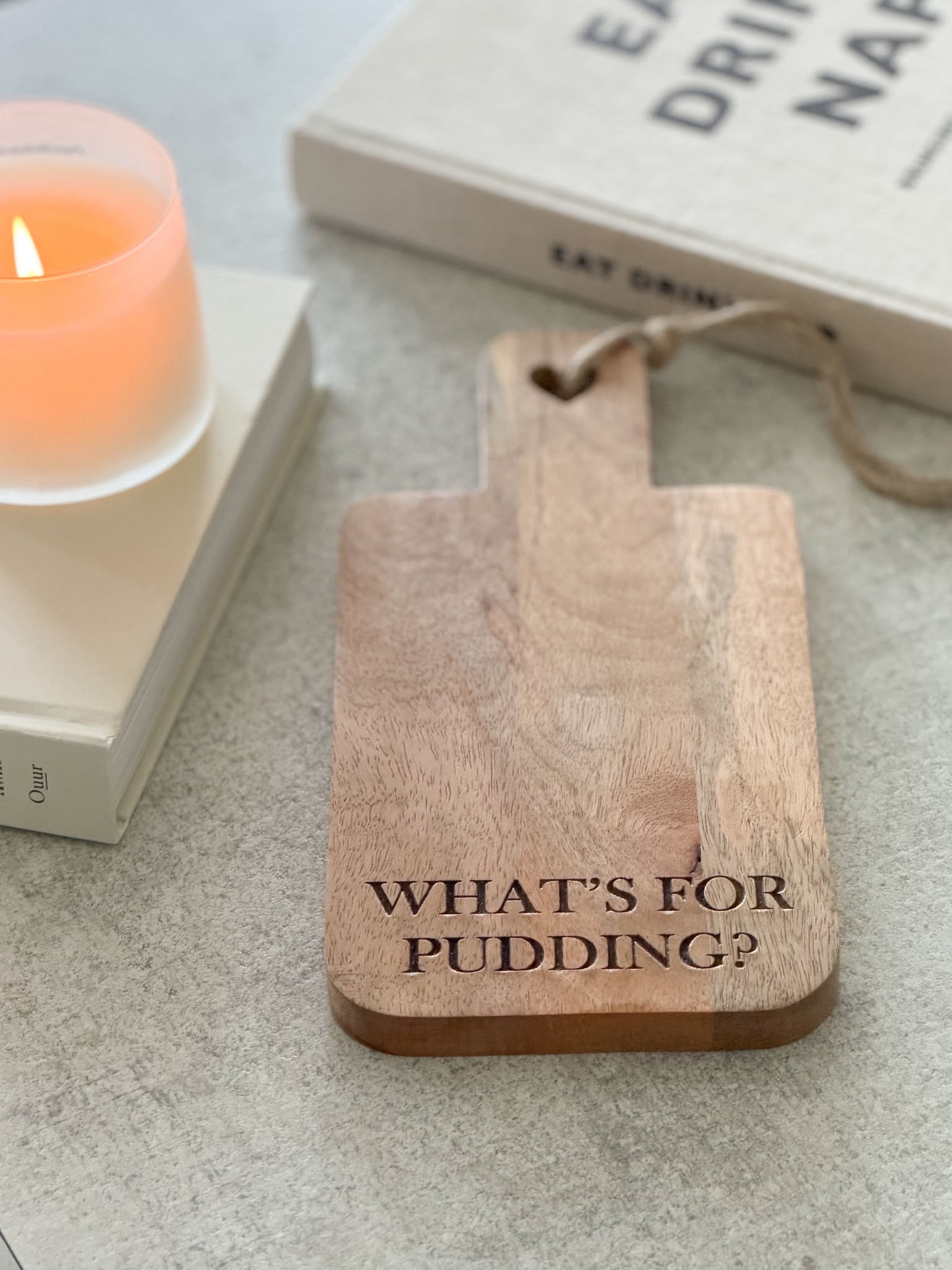 Wooden ‘Whats for pudding’ board with heart