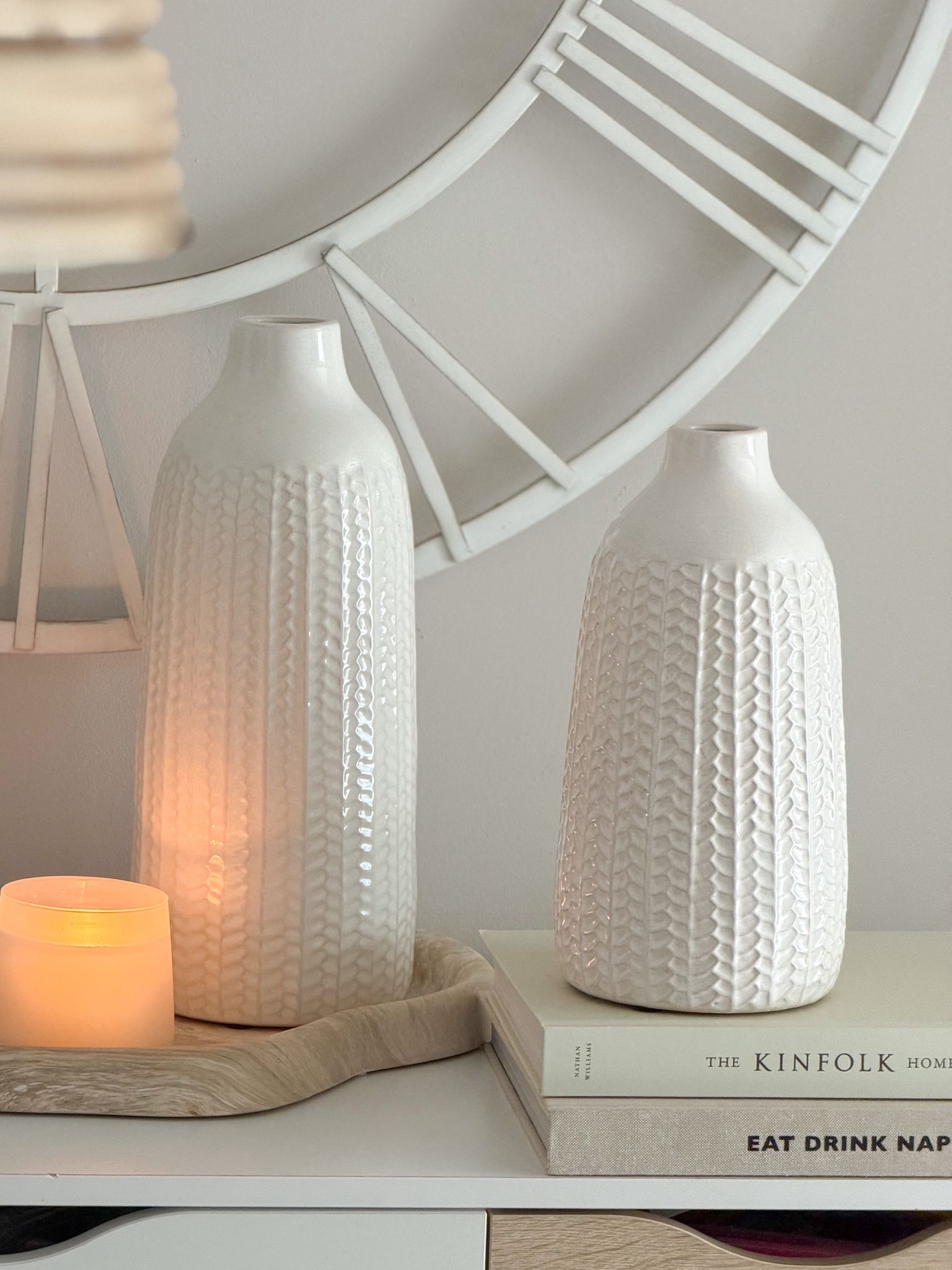 White glazed ceramic decorative vase