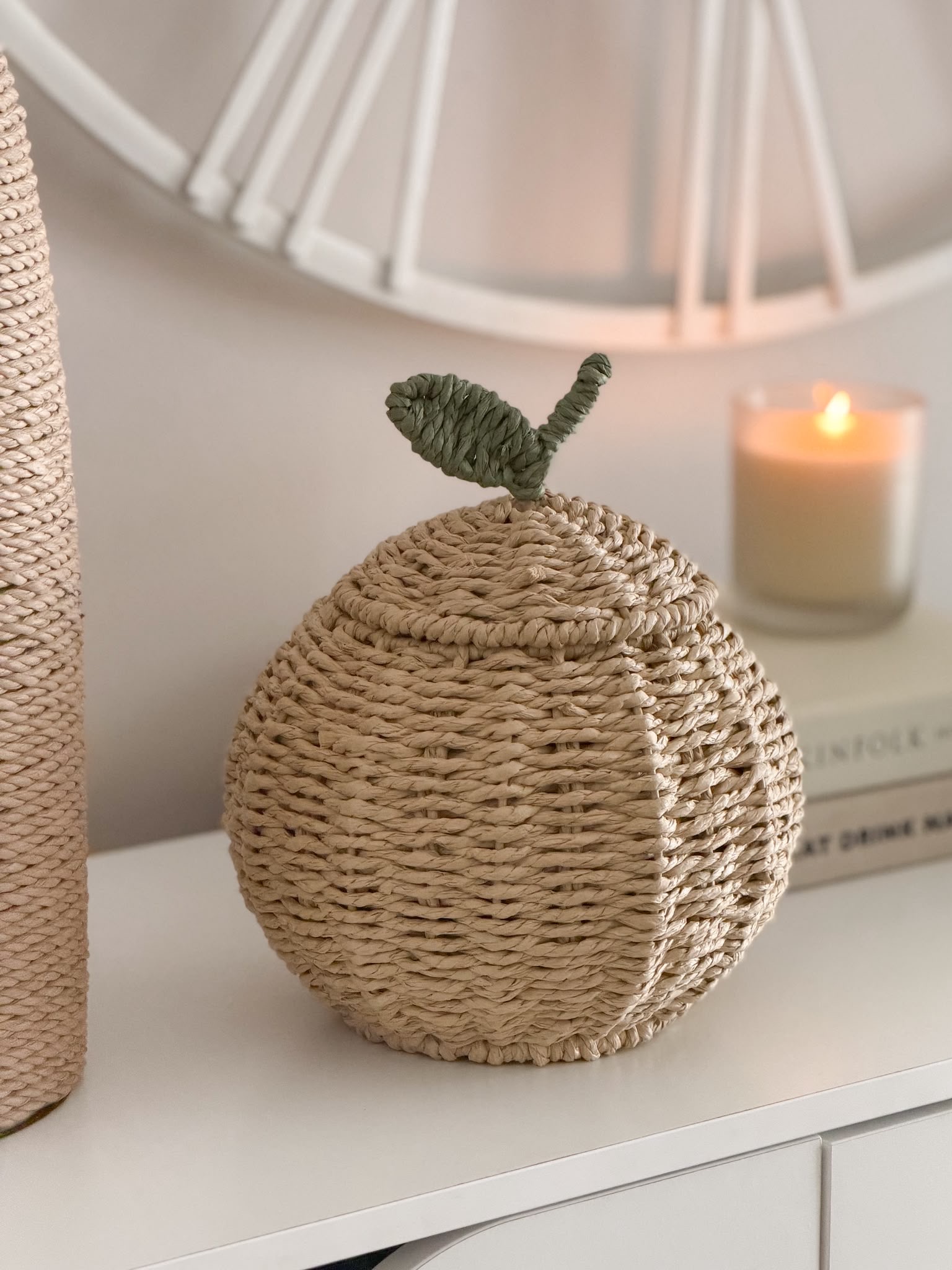 Rattan lidded ‘apple’ basket