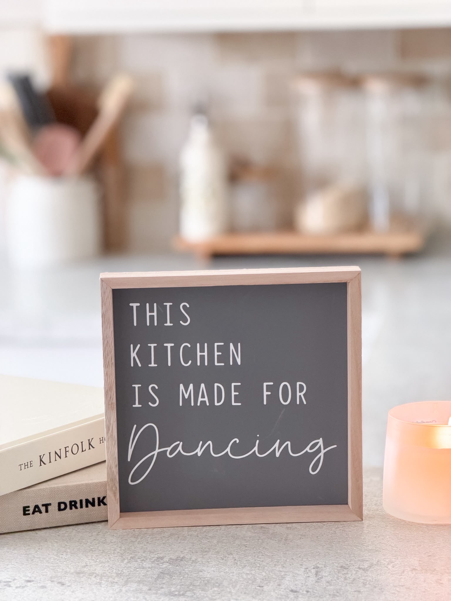 This kitchen is made for dancing wooden framed plaque