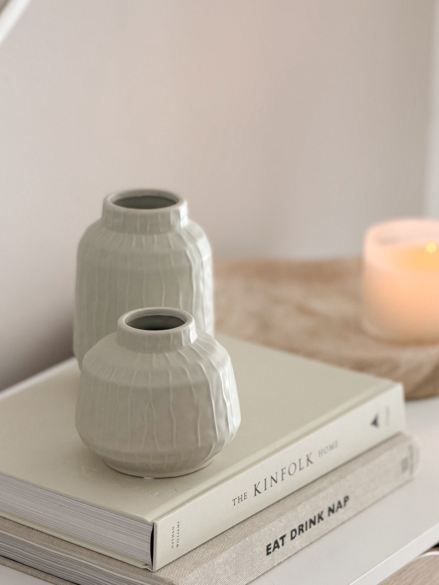 Small ceramic pistachio glazed vase