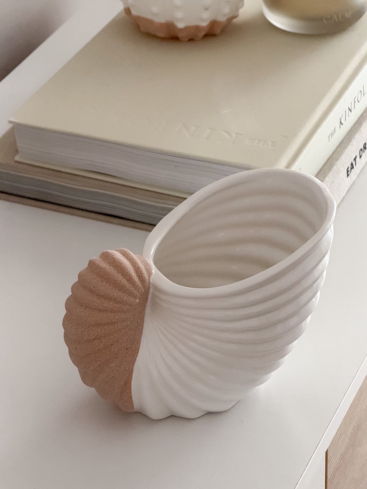 Ceramic two tone decorative shell