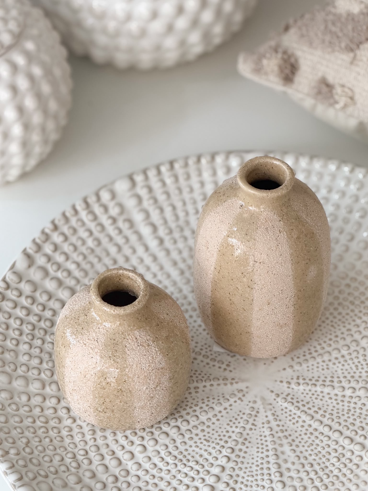 Pair of earthy striped vases