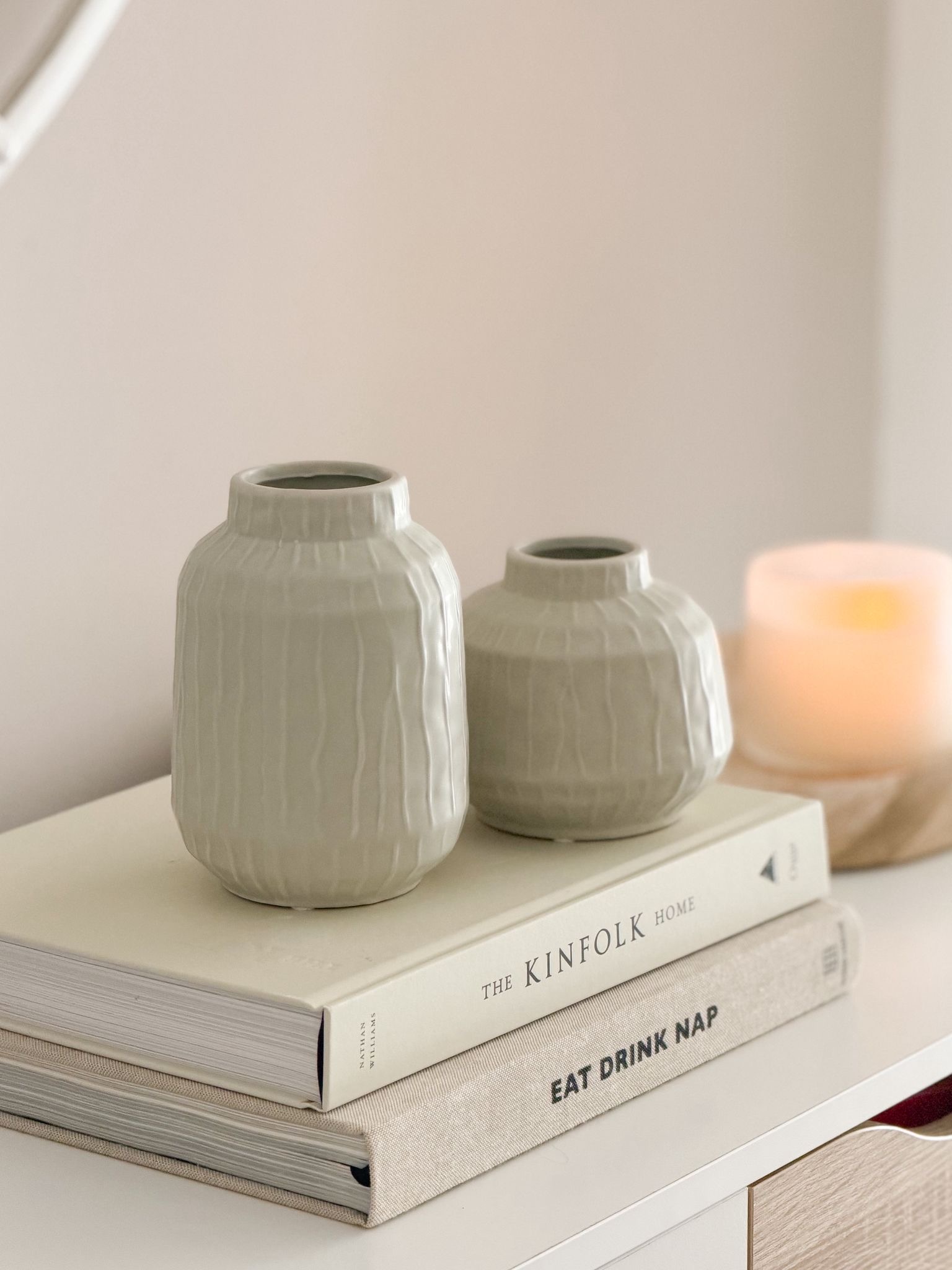 Ceramic pistachio glazed vase