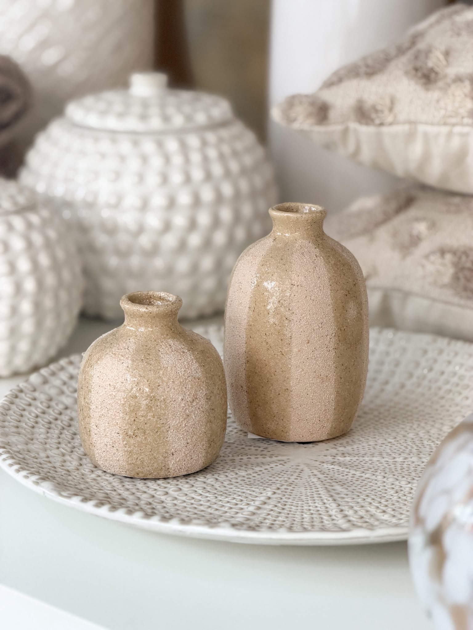 Pair of earthy striped vases