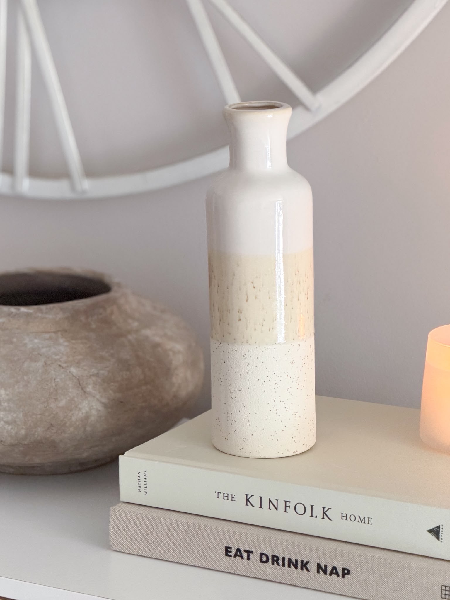 Tall three tone ceramic vase
