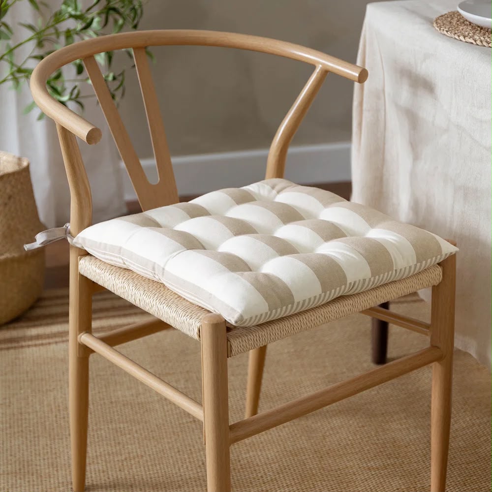 Pair of quality stripe cotton tie on seat pads