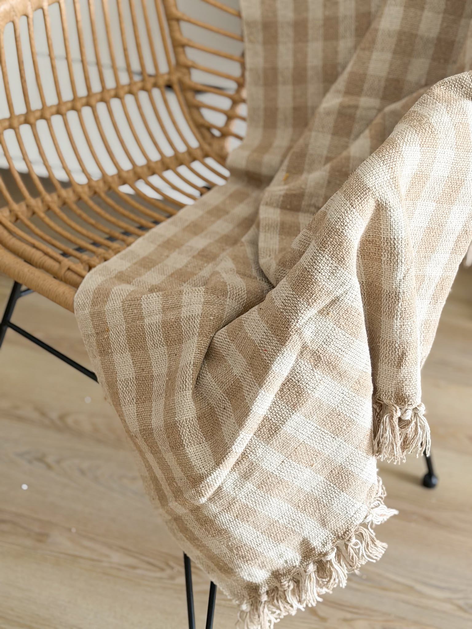 Cotton gingham woven check throw