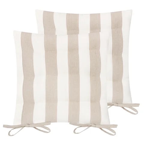 Pair of quality stripe cotton tie on seat pads