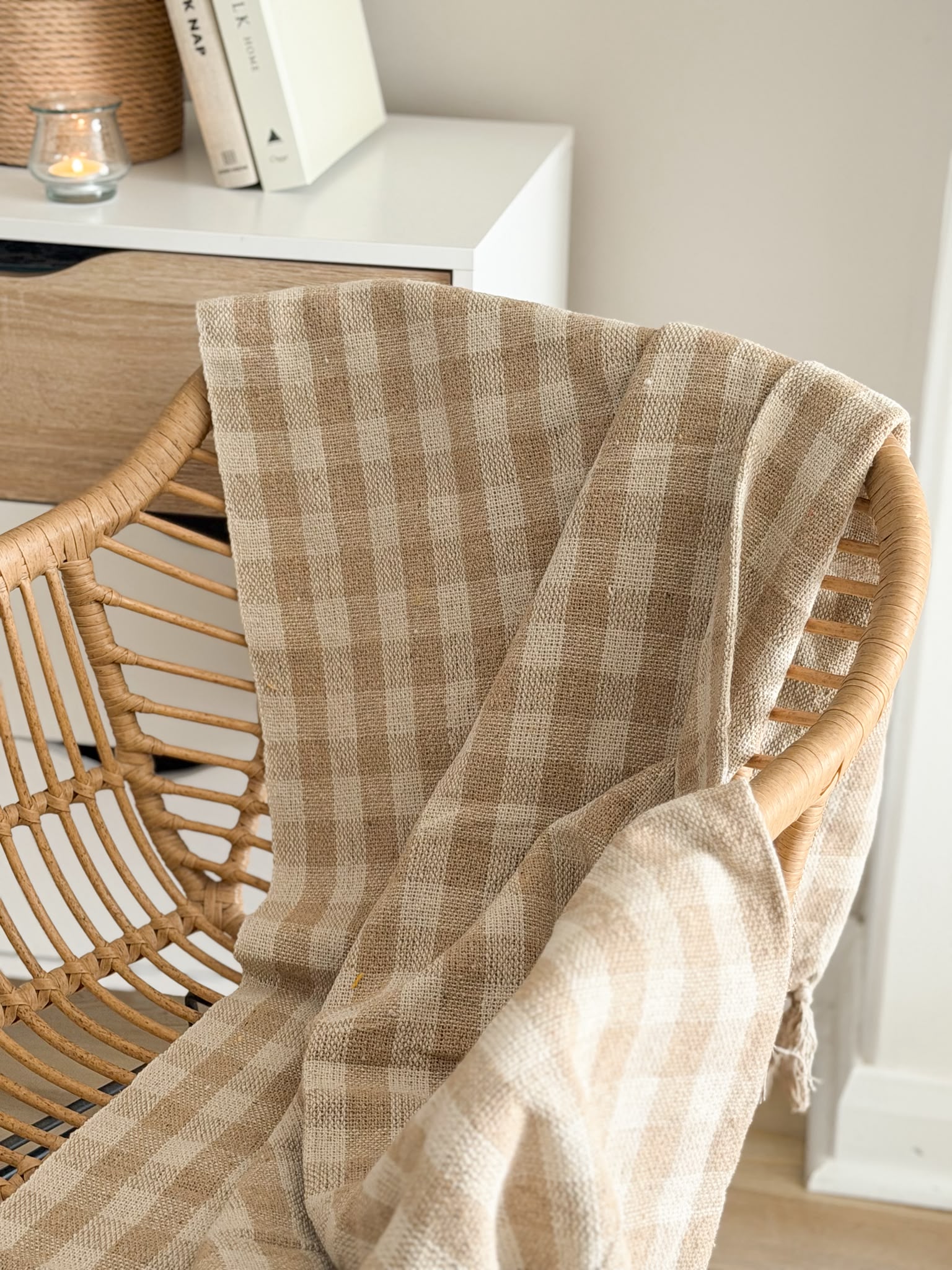 Cotton gingham woven check throw