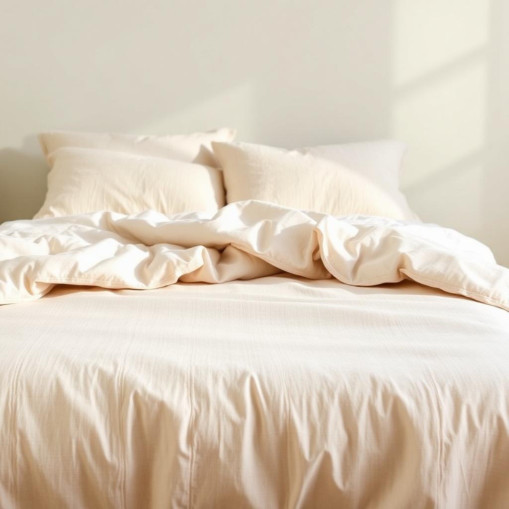 Close view of washed linen duvet fabric texture